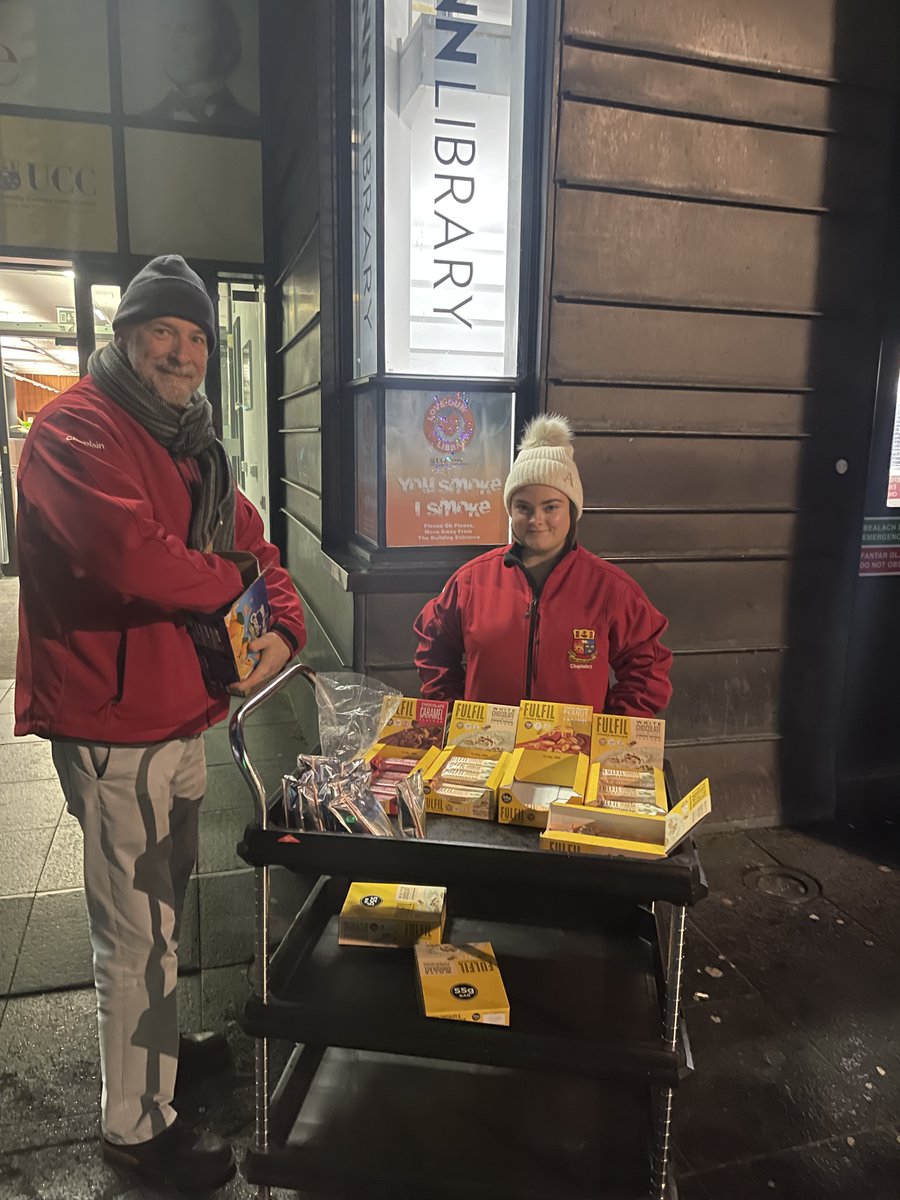 The chaplaincy team - all for of us - were out early each morning this past week providing energy bars and juices to the early arriving students to the library - as part of our contribution to support them during study week. Wishing them well in exams.