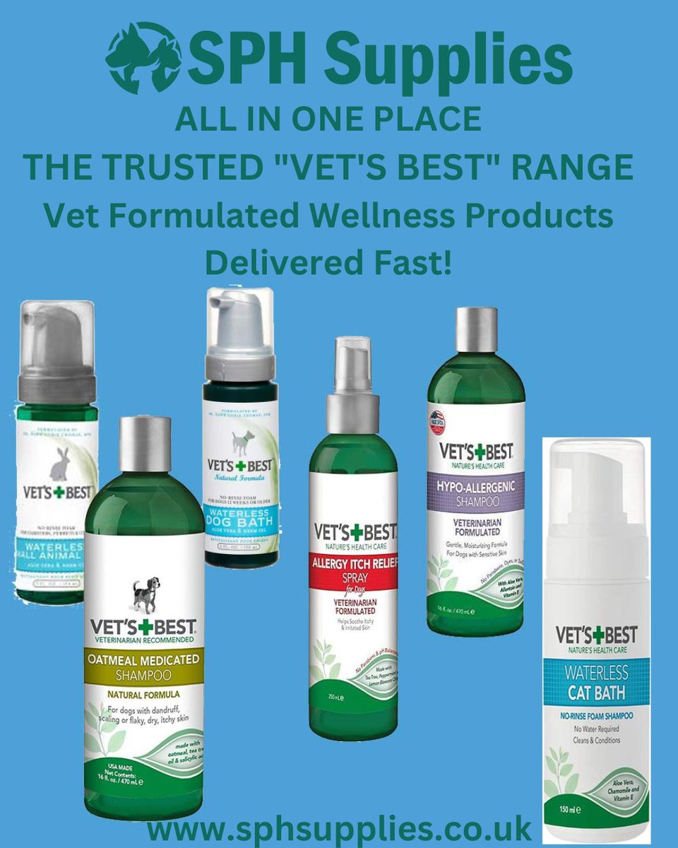 Keep your furry friend feeling their best with the trusted Vet's Best range. We stock various veterinarian-formulated products to make life easier and healthier for your pet.
sphsupplies.co.uk/shop/results,1… #catshampoo #cathealth #doghealth #petsupplies #pets