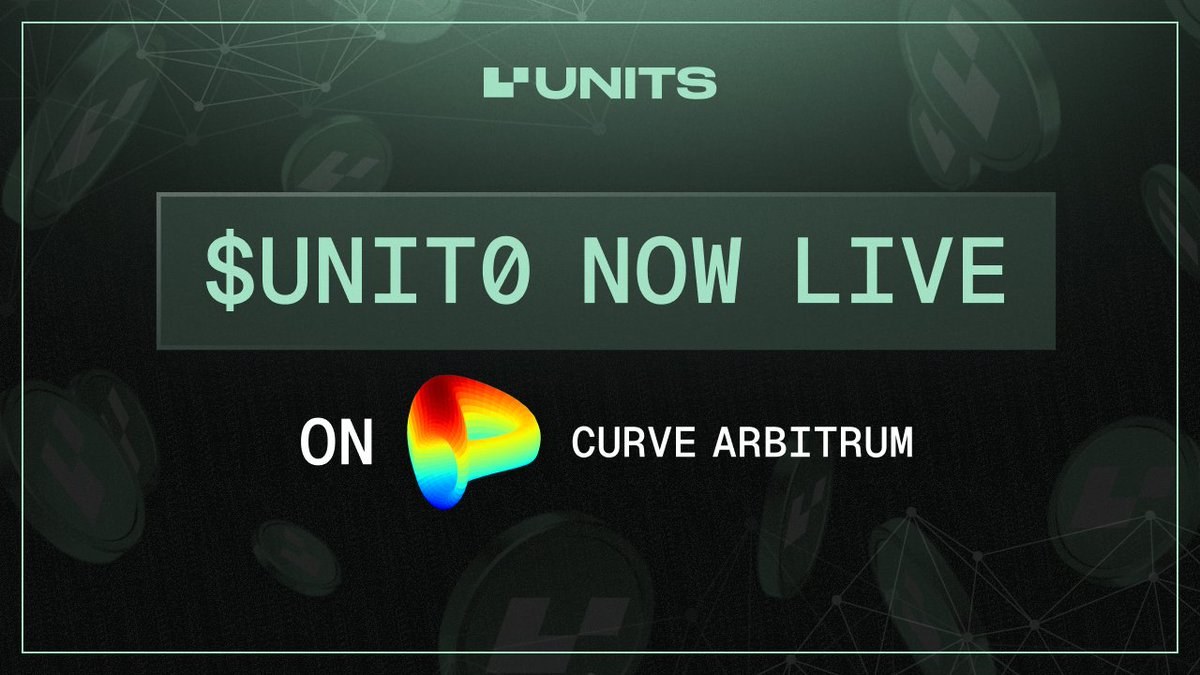 UnitsNetwork's tweet image. 🚀 $UNIT0 now available on @CurveFinance Arbitrum

Gauge activated for WUNIT0 at 3UNIT0 pool on Arbitrum!💰Current tAPR 1900%

📈Deposit now at:
curve.fi/#/arbitrum/poo…