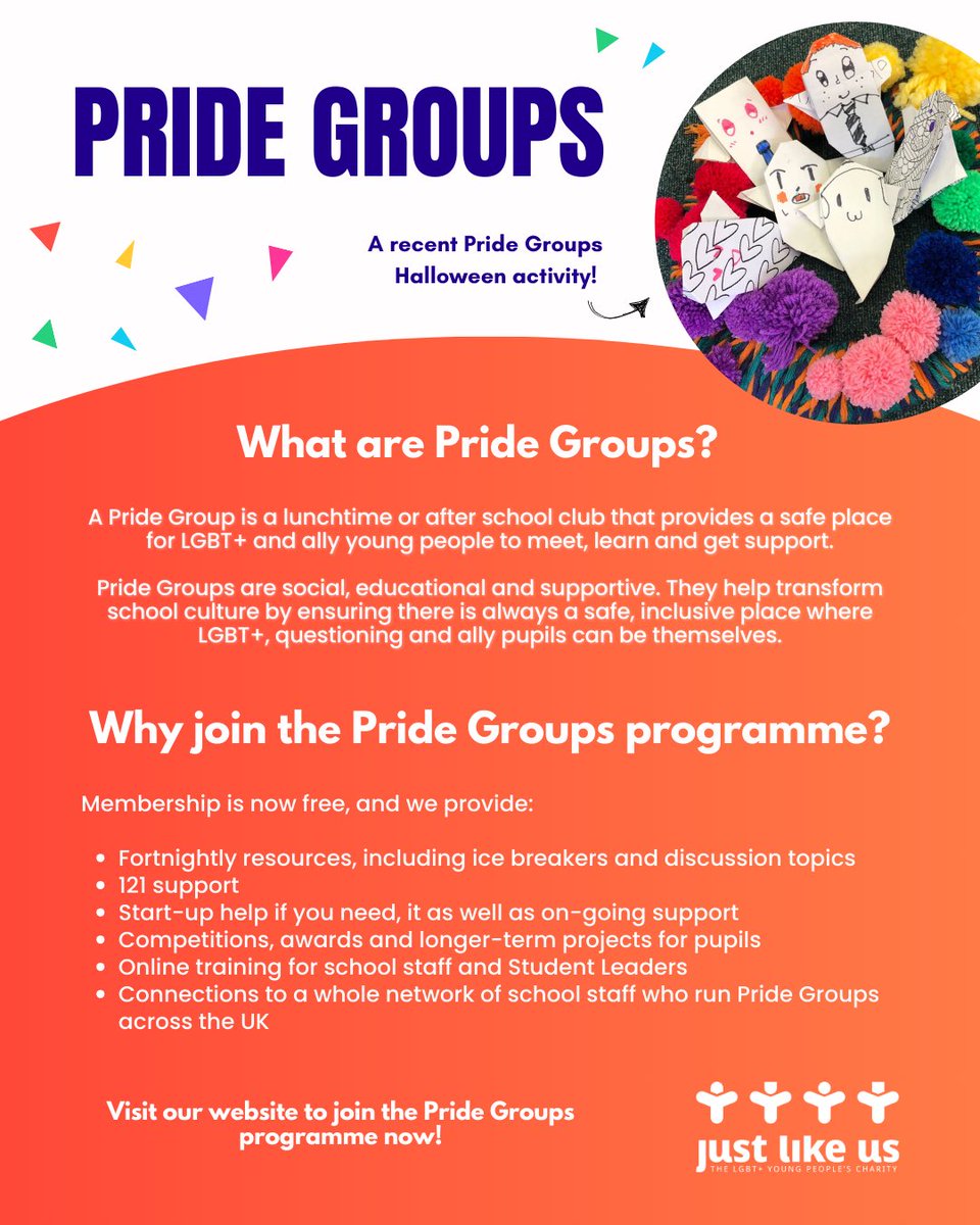 JustLikeUsUK's tweet photo. You’ll get resources, training, and 1:1 support to create a more inclusive school culture.

Ready to make a difference? Sign up now to start your Pride Group! https://t.co/tkKDYAdgYm🌟 https://t.co/YsZOsoregs