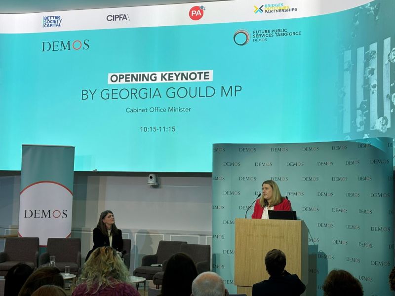 I've been leading <a href="/Demos/">Demos</a>'s Future Public Services Taskforce for the past year. 

On Wednesday we launched our blueprint for public service reform alongside <a href="/Georgia_Gould/">Georgia Gould</a>, Cabinet Office Minister for public sector reform. 

Quick thread on our proposals...

1/