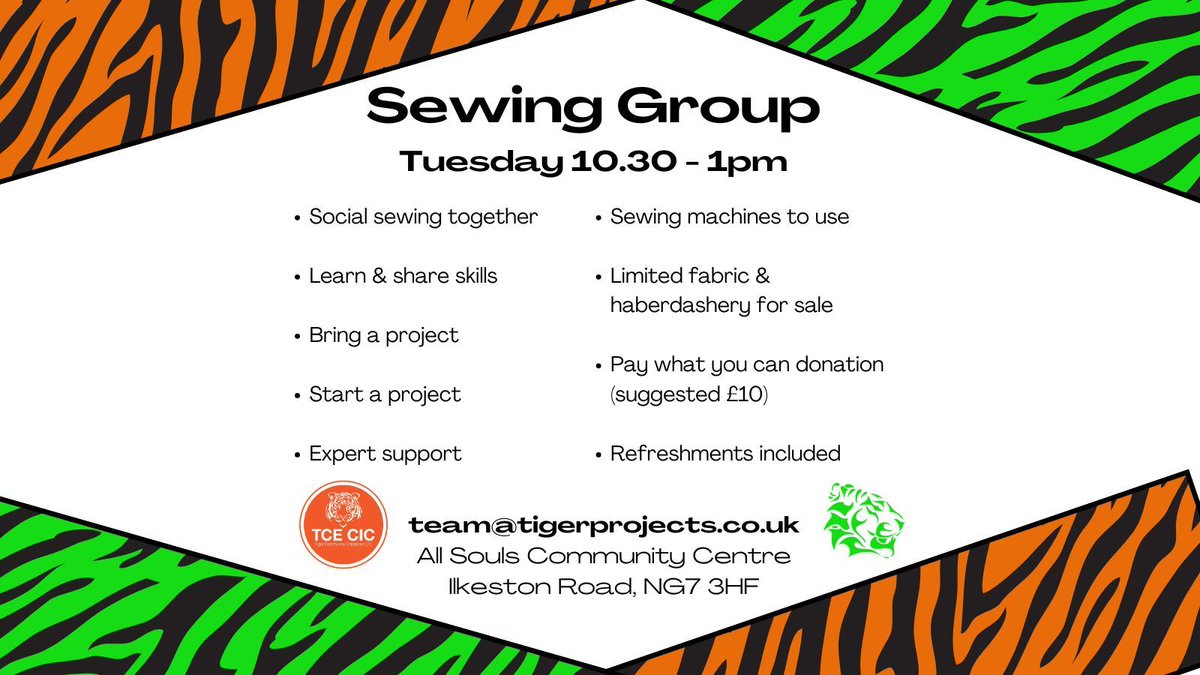 Come and sew with us on Tuesday morning.
Bring your own project or start one with us.
Sewing machines to use and a selection of fabric and haberdashery to buy.
Pay what you can donation
#community 
buff.ly/4fQuteF