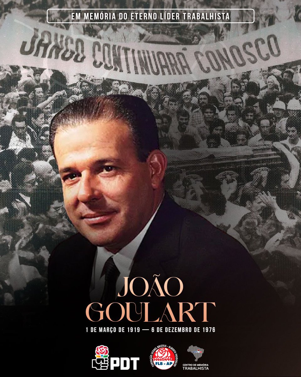 flbapnacional's tweet photo. João Goulart  sonhava com um país mais justo e igualitário, mas sua luta foi brutalmente silenciada pelo golpe militar de 1964. Seu legado, no entanto, continua a inspirar gerações na busca por um Brasil melhor ✊🌹 https://t.co/ujEUNaswCx