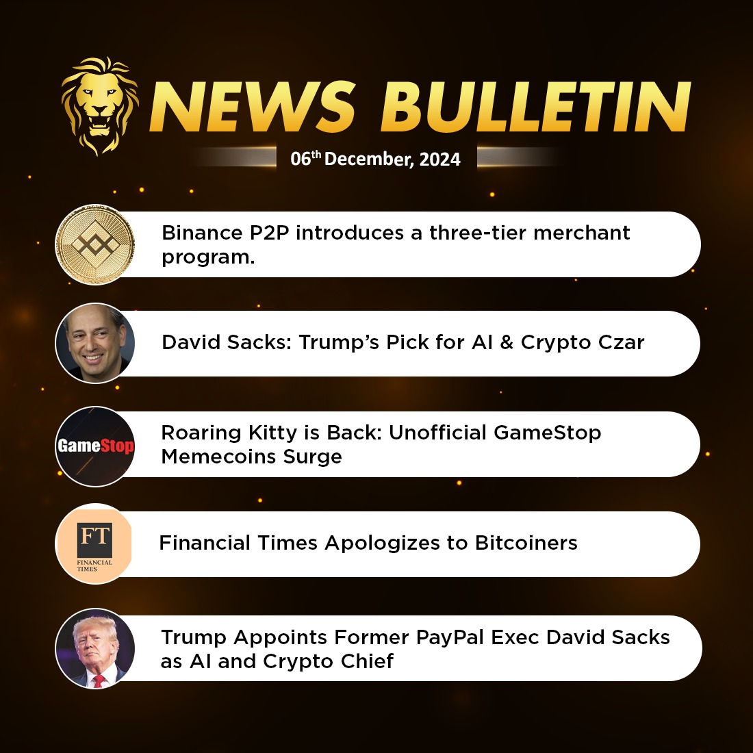 coin_gabbar_'s tweet photo. #CoinGabbar Latest News Bulletin: Dec. 06, 2024  

Read More News: https://t.co/wH7cmRnSU7

#Binance #P2P  #DonaldTrump #AI #FinacialTimes #GameStop #Davidsacks #Crypto #Dailynews #cryptonews #cryptomarket #CryptoCommunity #Newsbulletin https://t.co/q6QGzKU1IX