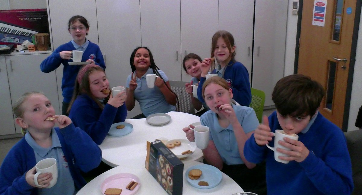 AppleySaintsCE's tweet photo. The prize- a tea party with Mrs Dunn! Well done to our very creative writers who enjoyed drinks and biscuits this morning. @lancsliteracy @CidariEducation @FriendsPrimary @WigToday @WN6_Mums @StandishVoiceNF @appley_b #ABASY6 #ABASEng https://t.co/tzAuh00rrT