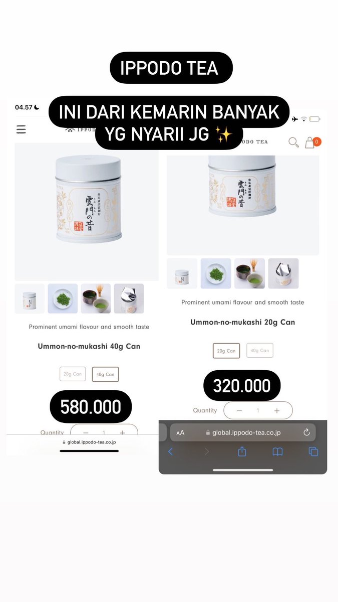 reviewbylia's tweet image. OPEN PO JASTIP MATCHA POWDER IPPODO TEA &amp;amp; MARUKYU KOYAMAEN ✨

Ini yg mau max besok jam 9 pagi yaah, karna gabisa bolak balik belinya agak jauhh 🥹 #jastipjepang

Tap next tweet buat liat pl yg marukyu koyamaen yaah!