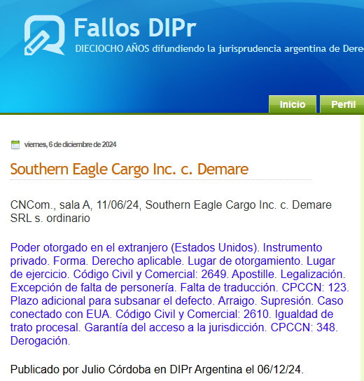 DIPrArgentina's tweet image. Fallo de la sala A de la Cámara Comercial. Poder otorgado en Florida sin traducir. Ley aplicable a la forma. Plazo para subsanar. #Arraigo art. 2610 CCC lo ha eliminado #PoderExtranjero #FallosDIPr #DIPrArgentina