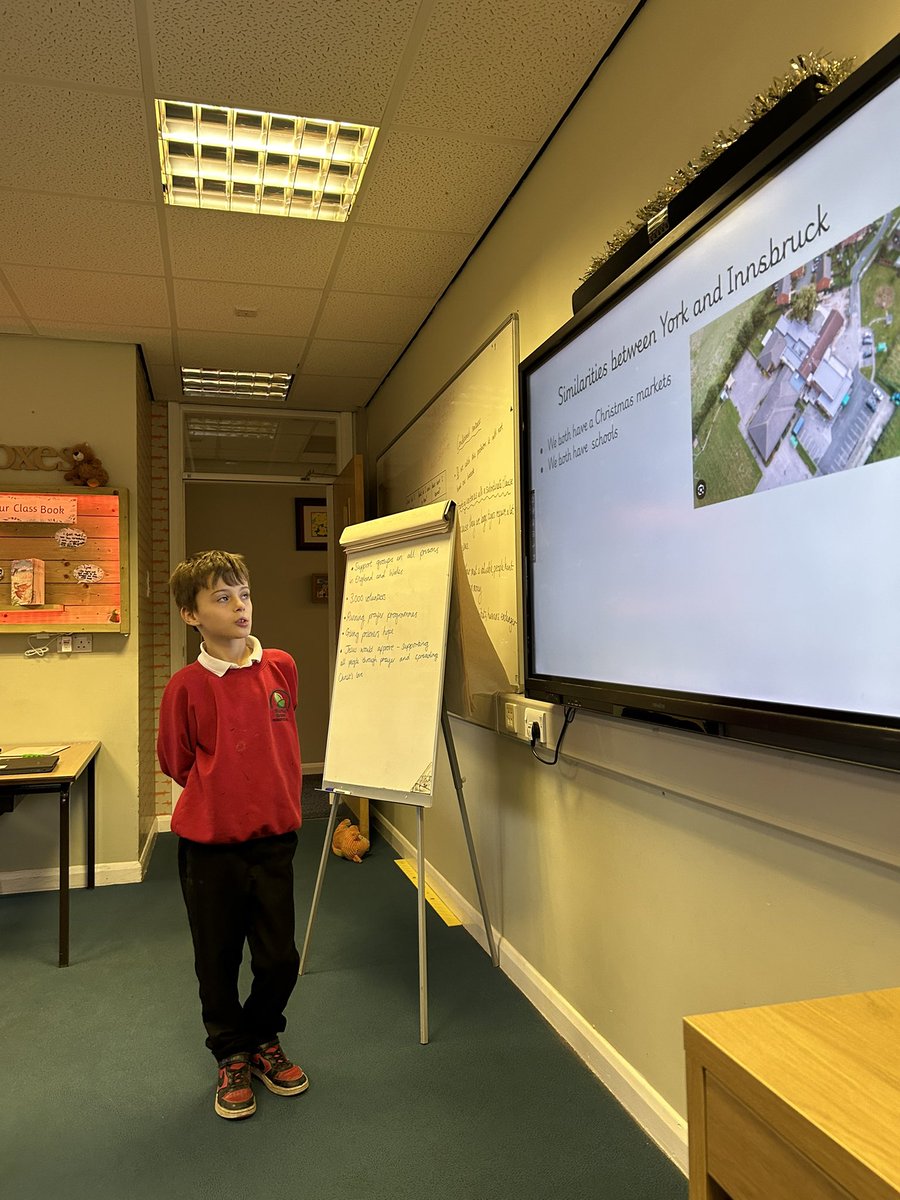 We created presentations comparing York and Innsbruck yesterday, followed by some brave Foxes presenting their findings to the class #BGGeography 🌍