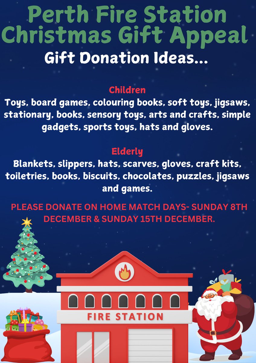 stjwfc's tweet image. 🔵 FOODBANK &amp;amp; GIFT APPEAL

We have a home double-header coming up, and at both games we will be hosting our regular foodbank collections with @fsfperthsaints.

We are also supporting @FirePerth's Christmas gift appeal at both games.

For those who wish to donate, see below: