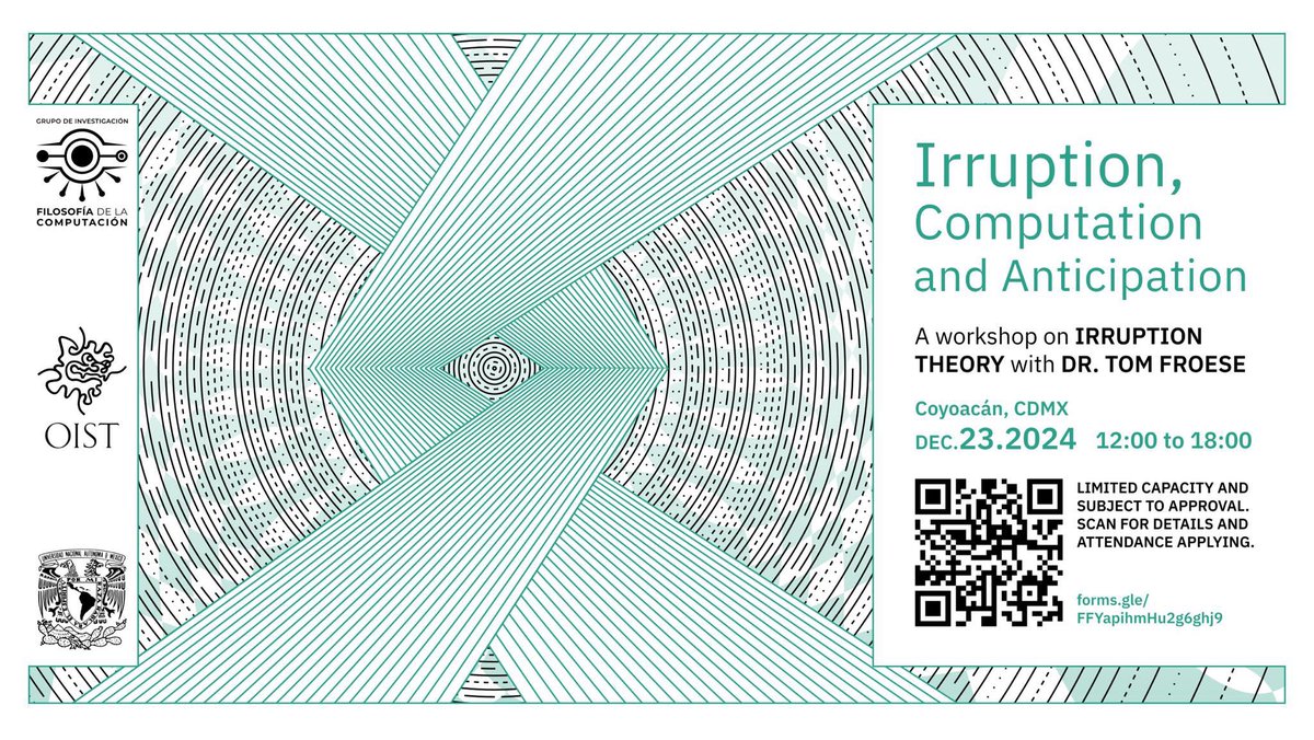 DrTomFroese's tweet image. There’s still a few places at our workshop in Mexico City - see details below.
Together we will discuss the latest theoretical advances in cognitive science and explore new perspectives on AI.