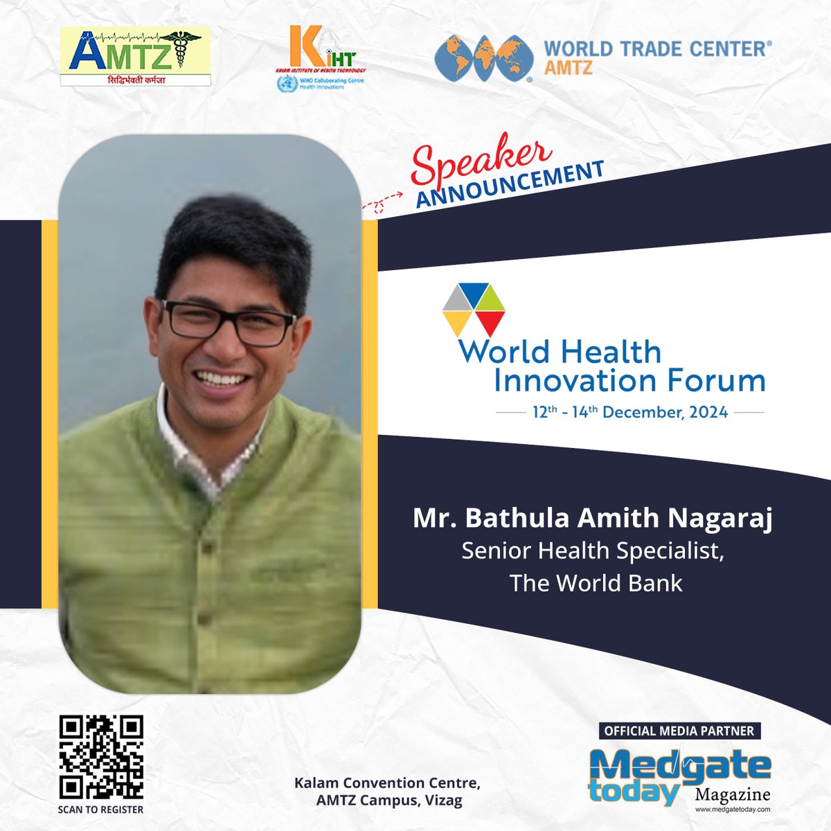 AP_MedTechZone's tweet image. Shaping the future of global health! Will you be at #WHIF24!! Mr. Bathula Amith Nagaraj, Senior Health Specialist at @WorldBank, will share insights on implementing impactful health programs to tackle global challenges.

Register now: whif.kiht.in

#HealthTechSummit