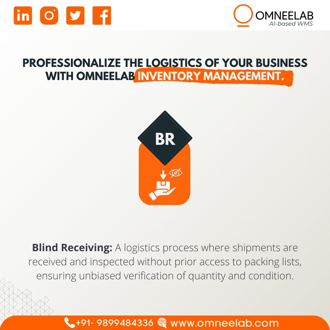 omneelabWMS's tweet image. Explore Blind Receiving — inspecting shipments without packing lists to ensure unbiased verification and accurate inventory.

Stay tuned for more logistics insights!

#BlindReceiving #LogisticsProcess #InventoryControl