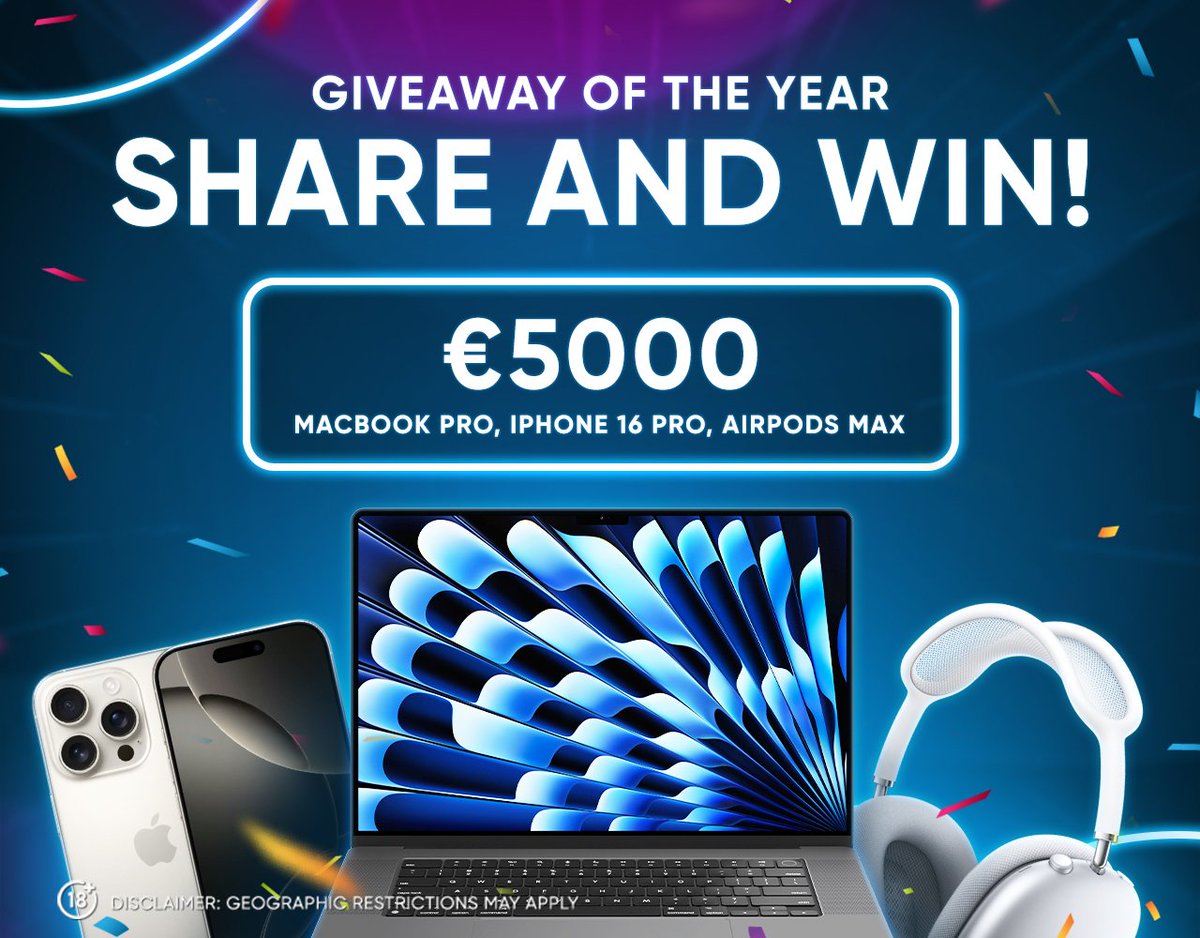 1xbet_slots's tweet photo. 🎁SHARE & WIN GIVEAWAY🎁
 WE'RE GIVING AWAY A MACBOOK, IPHONE, AND €5000! 🔥🔥🔥

Join the SHARE AND WIN giveaway on the official 1xBet Casino global channel is just getting started 🔥

On 30.12.2024 , we'll reveal the lucky winners of Apple gadgets and 100 more amazing prizes 😉

Simple rules, luxurious rewards. Don't miss out! 🚀
https://t.co/dK8TaQvOa5
