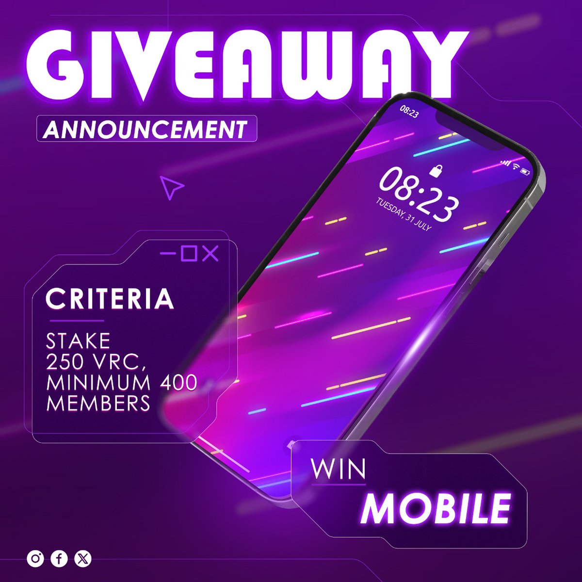 VrcNetwork's tweet photo. Mobile Giveaway Alert!

Stake 250 VRC for a chance to WIN! 🏆
⚡ 400 participants minimum required.
📢 Don’t miss out—stake today and secure your entry! 🚀

#CryptoRewards #VRCStaking #StakeToWin #VRCCoin #WinWithCrypto https://t.co/vEvgf9lBfn