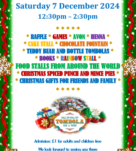 Just a reminder that it is our PTA Christmas Fair tomorrow from 12.30pm til 2.30pm at Abbey Grange.  Live music, stalls, food and lots and lots more. £1 entry for adults and free for children #bethereorbesquare #community