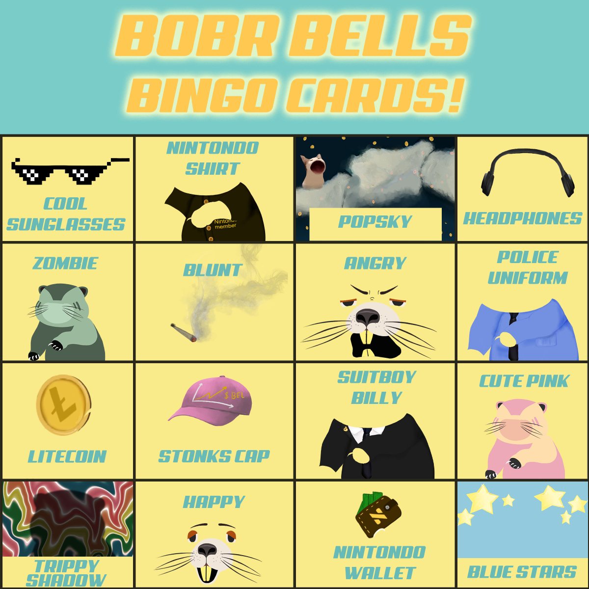 bobr_bells's tweet photo. ๐ BOBR BINGO TIME! ๐
Think you're a true Bobr Bells fan? Check out this Bingo card with Bobr traits! How many can you cross off?
Comment with your results and tag your Bobr crew to see who gets Bingo first!
๐ฅ Extra points if you share your fave Bobr moment!
#BellsArmy https://t.co/lSRN0Igr2B