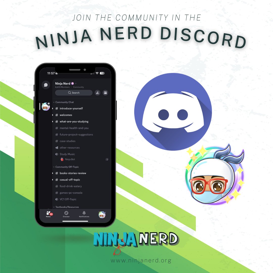 NinjaNerdSci's tweet image. Need a study buddy?? 🤓 Join the Ninja Nerd Discord to connect and collaborate with our supportive community! Let&apos;s make learning fun together!

 #NinjaNerd #StudyBuddy #LearningCommunity #StudyGroup #DiscordStudy #CollaborativeLearning #FunLearning