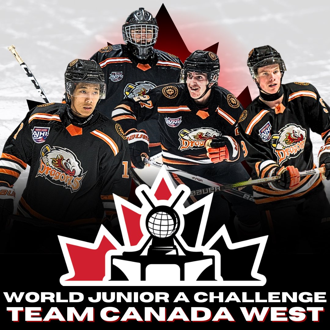 drumdragons's tweet photo. Congratulations to Sean Cootes, Ellis Mieyette, Allen Sherpa and Lauchlan Kozicky for making the roster for Team Canada West at the World Jr. A Challenge! 

With four players on the team, the Dragons have the most representation by any organization on Team Canada West! https://t.co/2hIPEMzndd