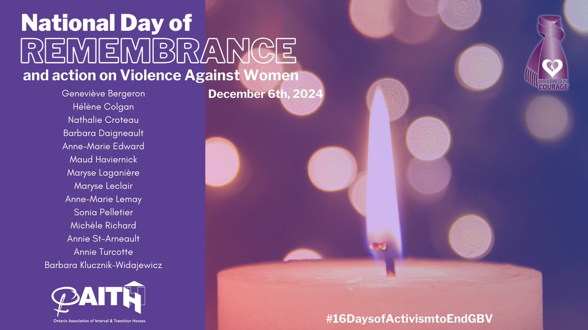 After 35 years, we must do more than remember the 14 women killed at École Polytechnique in 1989; we must use our #threadsofaction to honour the lives lost  &amp; prevent such tragic femicides from happening again.

Learn more about Femicide in Ontario: bit.ly/WeCountFemicid…