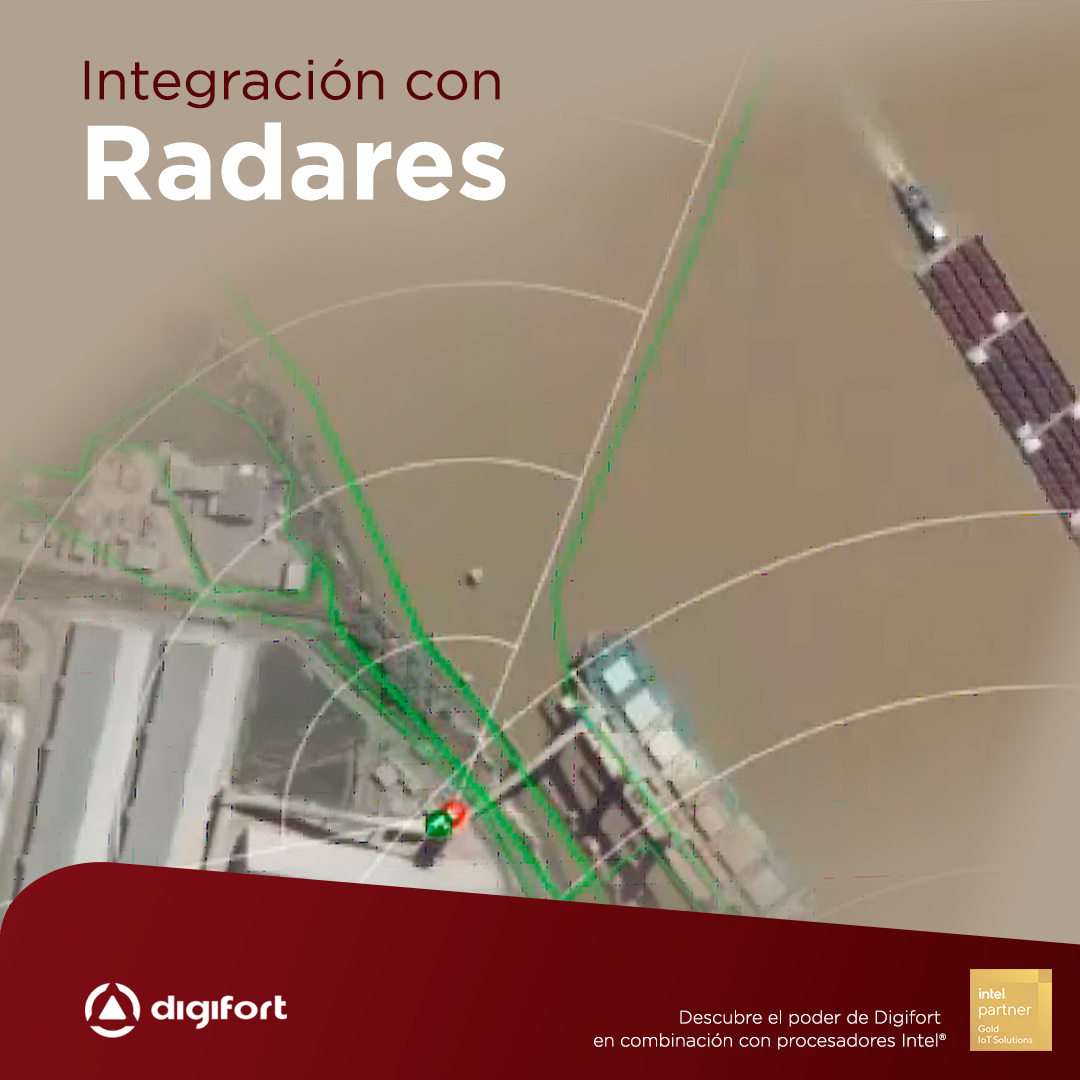 👉 Detección de Radar   Las soluciones de radar ofrecen un excelente rendimiento de protección perimetral en todas las condiciones climáticas y de iluminación con un mínimo de falsas alarmas. Digifort se integra eficazmente con dispositivos de tecnología de vanguardia.