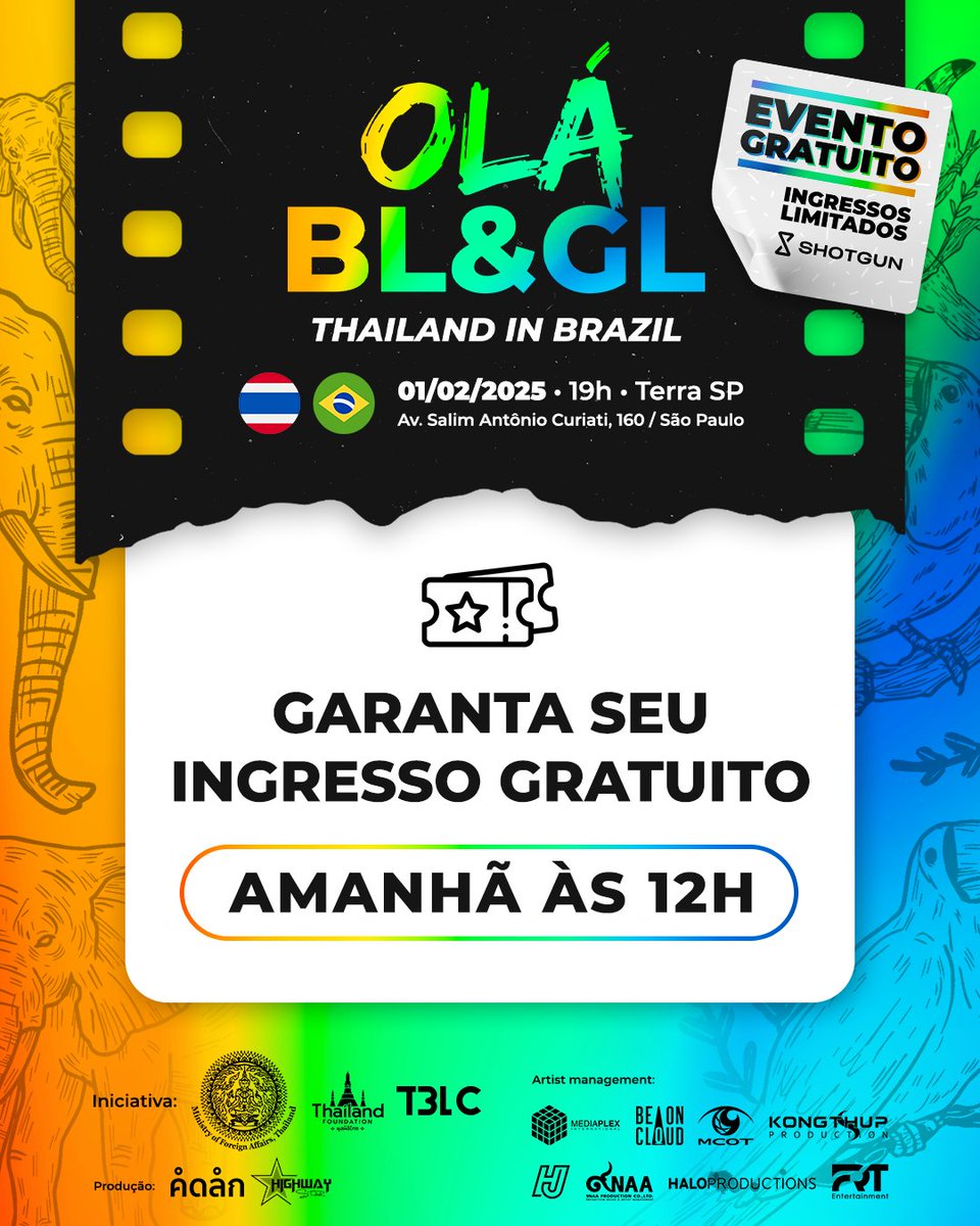 Oppaadramas's tweet photo. AMANHÃ !!  Garanta a reserva do seu ingresso gratuito do 'Olá BL&amp;GL 🇹🇭🇧🇷'. Lembrem-se que os ingressos são limitados!
📅 01/02/2025 | 19h | Local: Terra SP

 Reservas (07/12, às 12h): https://t.co/pg7uHoe5z5 https://t.co/p1G0IXzoPD