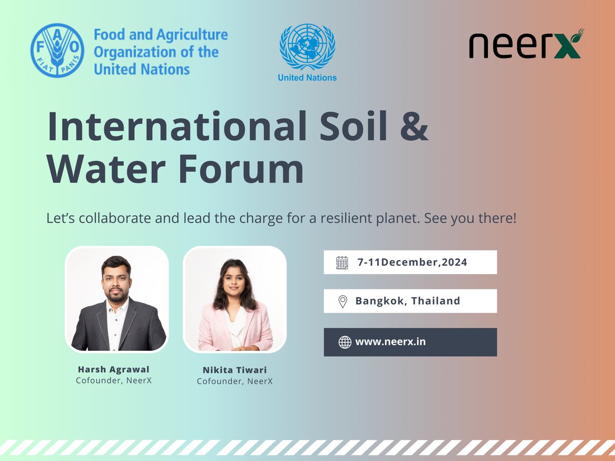 NEERX (@neerxtech) on Twitter photo 🌍 Join NEERX at the International Soil and Water Forum! 🌱
🔗fao.org/events/detail/…
Zoom: fao.zoom.us/webinar/regist…
<a href="/inharshreality/">Harsh Agrawal</a>
#soil #water #soilhealth #Sustainability #SoilAndWater #SustainableFuture #ClimateAction #ClimatResilience #Crop #Agriculture 🌍 Join NEERX at the International Soil and Water Forum! 🌱
🔗fao.org/events/detail/…
Zoom: fao.zoom.us/webinar/regist…
<a href="/inharshreality/">Harsh Agrawal</a>
#soil #water #soilhealth #Sustainability #SoilAndWater #SustainableFuture #ClimateAction #ClimatResilience #Crop #Agriculture