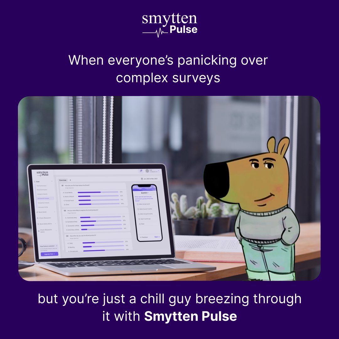 Transforming the way you approach surveys—no stress, no hassle, just smarter insights with Smytten Pulse.

Ready to make your research effortless? 🚀

Book a demo today - pulse.smytten.com

#SmyttenPulse #AIResearch #SurveySimplified #SmarterInsights