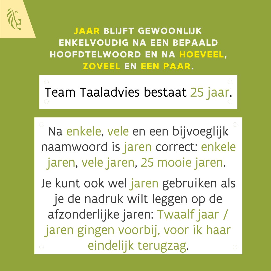 Je mag er even over nadenken, maar geen jaren, hé!

#taaltips #taal #25JaarTeamTaaladvies #taaladvies