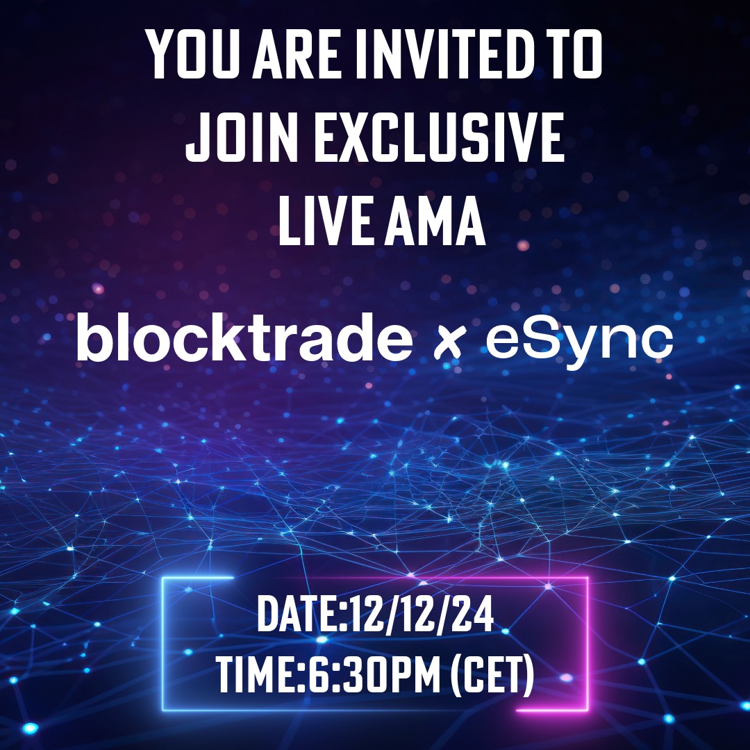 Blocktradecom's tweet image. 🚀🌌Join us for the FIRST EVER exclusive Blocktrade x eSync AMA session!🌌🚀

🌐 Register:  surl.li/cfcffh
Once registered, you’ll receive an email confirmation with the event link. 
To ensure the best experience during  session,we recommend downloading Microsoft Teams