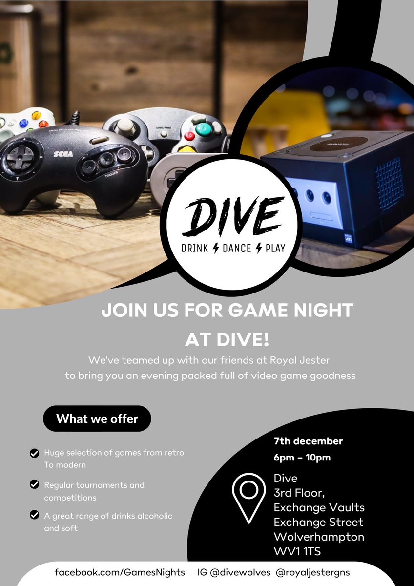 Afternoon all, while i get ready for a different gn, just a reminder that I'll be at The Dive Wolves tomorrow evening to run their games night from 6pm until 10

so if you fancy a drink and to join me for a game or 3, you know where to find me :)
#gamesnight #wolverhampton