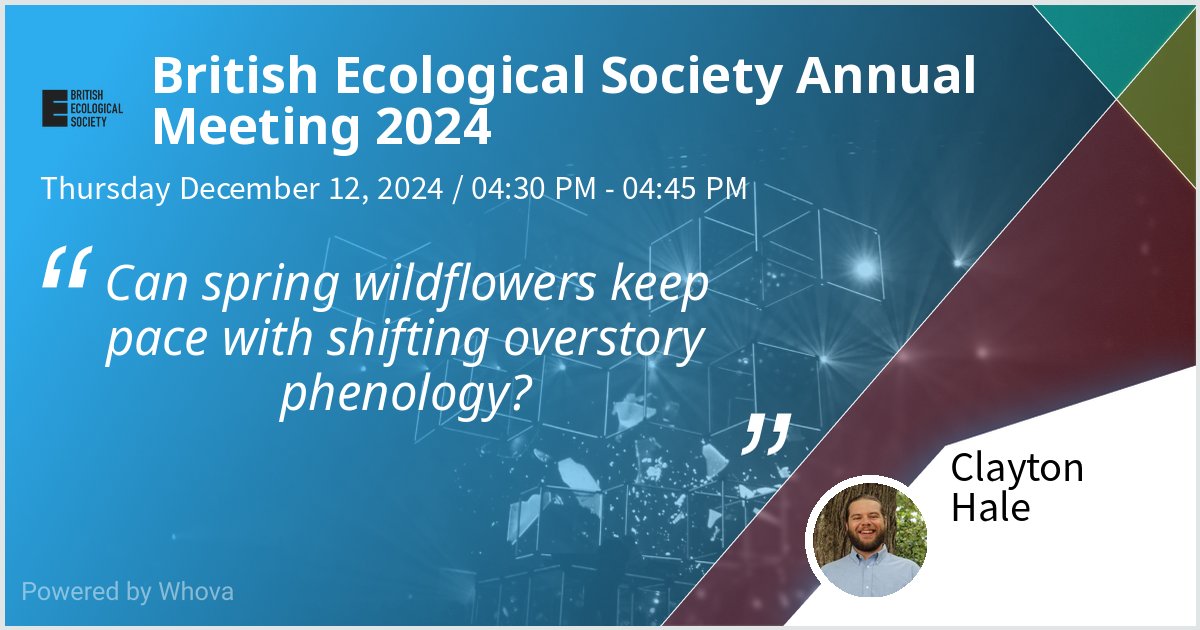 Thrilled to attend my first international conference at
#BES2024 in Liverpool next week! 🌍 I'll be presenting "Can spring wildflowers keep pace with shifting overstory phenology?" at 4:30 pm in Room 3B. If you'll be there, let’s connect! 🌿🌼