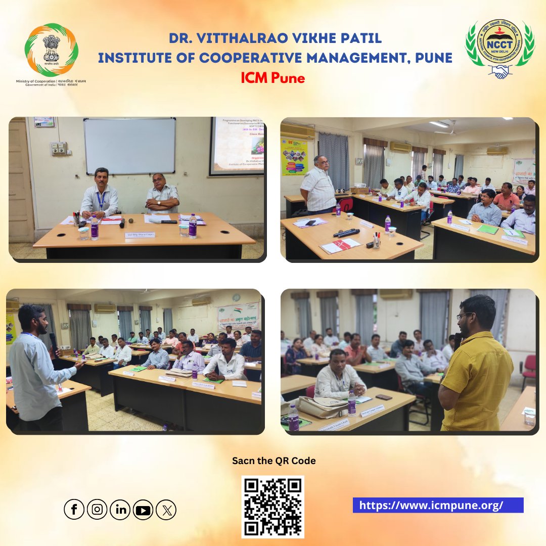 ncct_icmpune's tweet photo. Programme on Developing PACS into Multipurpose Societies
#PACSDevelopment #Empowerment #MultipurposeSocieties #RuralDevelopment #CapacityBuilding
#amitshah #narendramodi #maharashtra #pune #icmpune #सहकारिता_मंत्रालय #minofcooperatn #cooperativeeducation #cooperativesector https://t.co/N6w7ayx80b