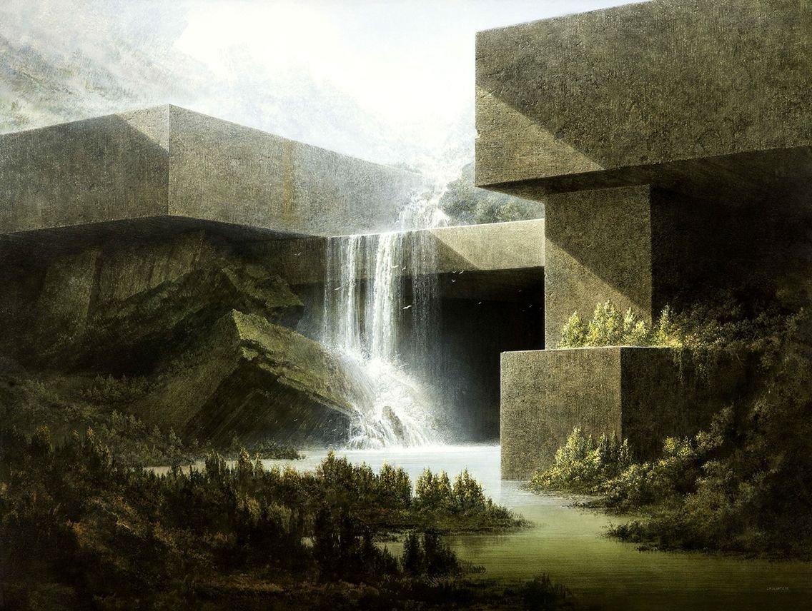 FedeItaliano76's tweet photo. À propos of Brutalism... Landscapes by French painter Jean-Pierre Ugarte (born 1950) https://t.co/3tPeQGJzU7