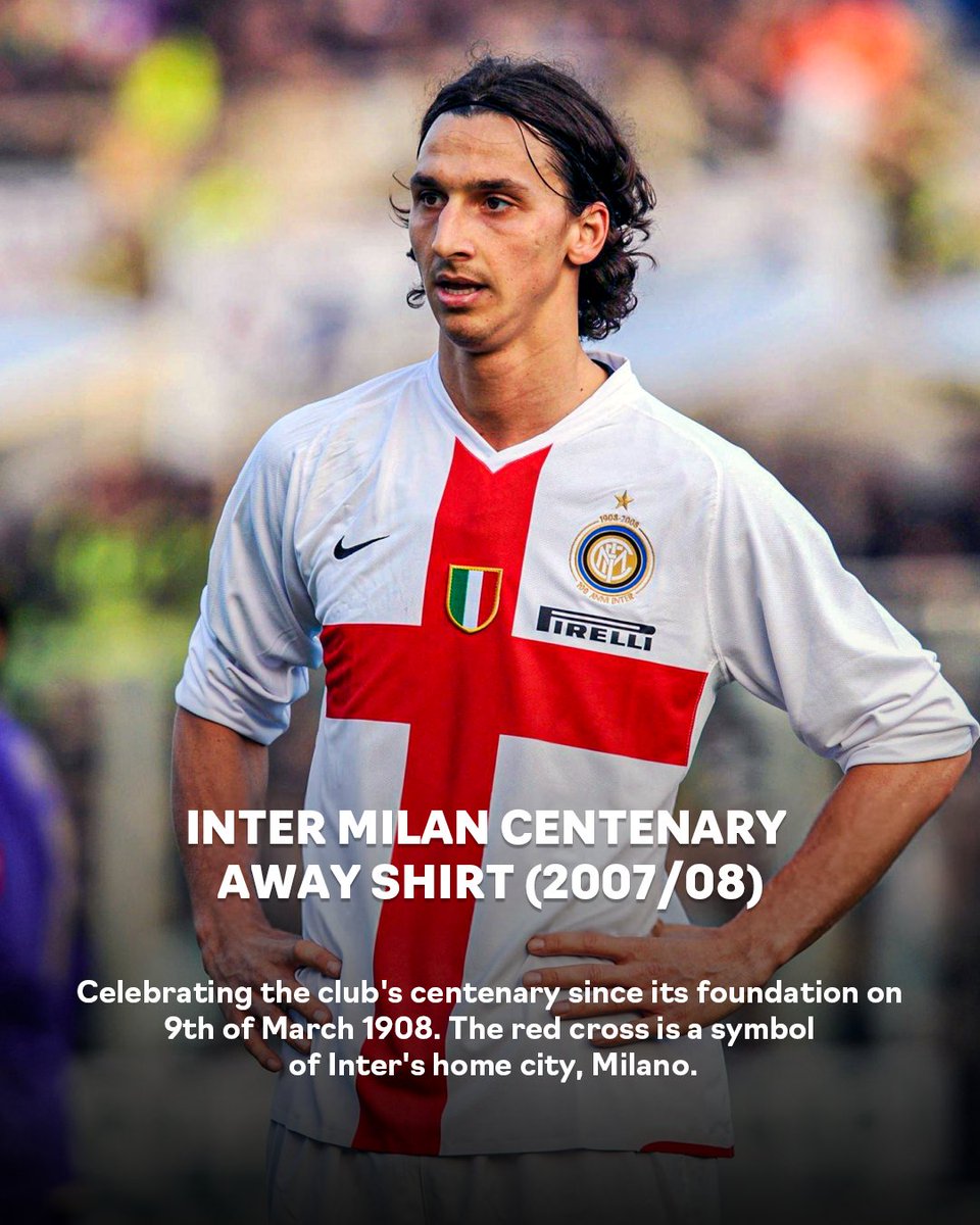 Starting off with Inter Milan's Centenary Away shirt (2007/08)! 🇮🇹 The  shirt is a celebration of the club's 100th anniversary, and the red cross  featured is a symbol of Inter's home city, Milano!, image size:960x1200