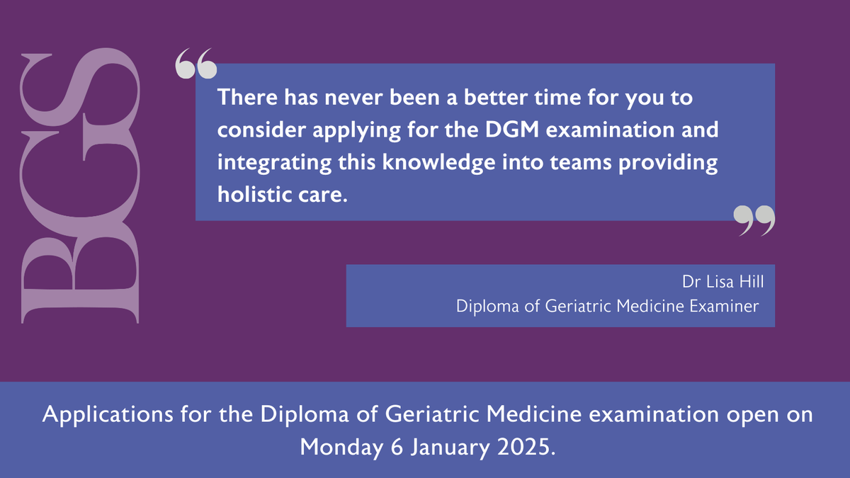 Why should healthcare professionals consider the Diploma of Geriatric Medicine?  Dr. Lisa Hill (<a href="/FoodieDoctor73/">Lisa Hill</a>) explains how the DGM equips you to make a real difference in the lives of older people. Applications open 6 Jan 2025 – find out more now bgs.org.uk/blog/diploma-o…