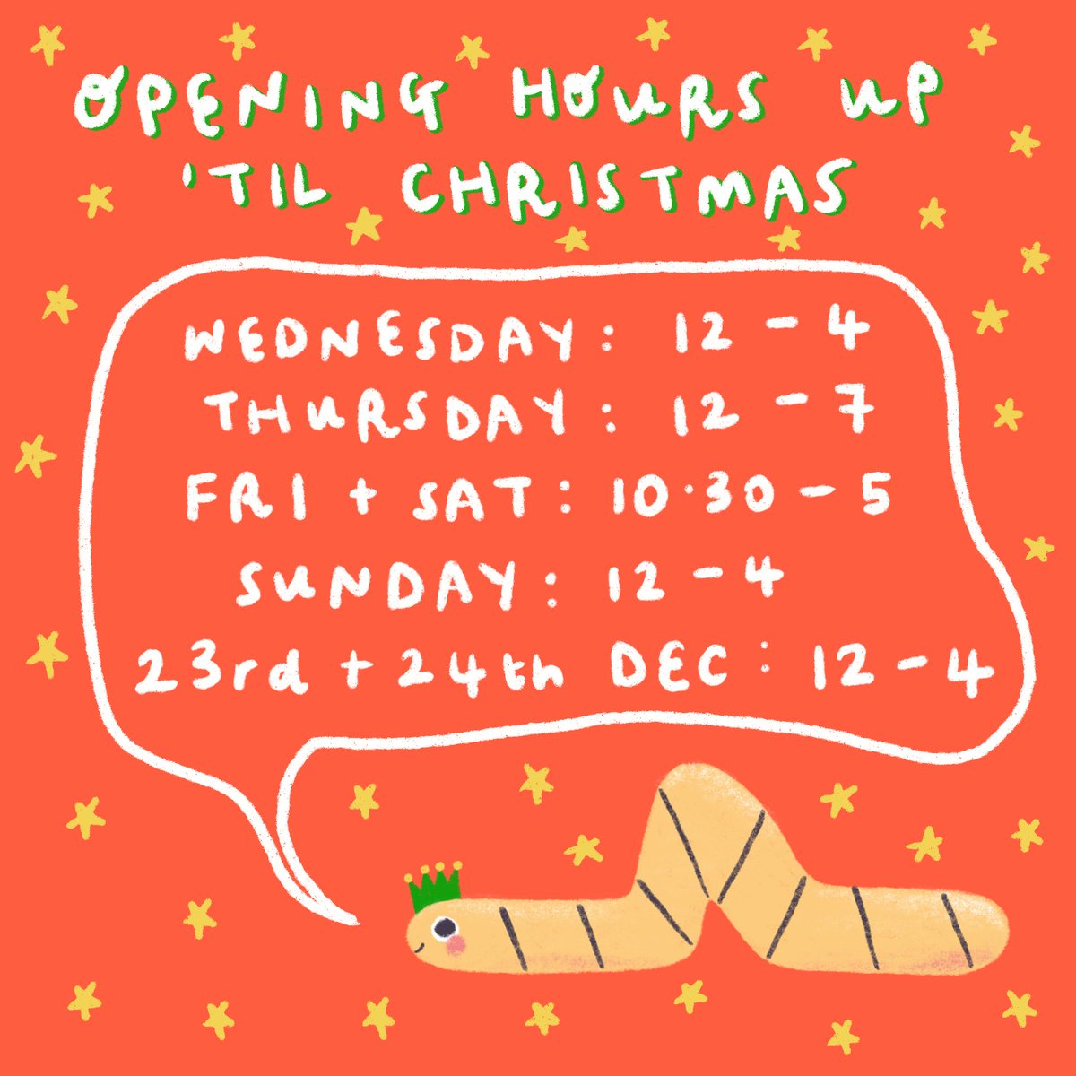 Our opening hours up until the big day 💫