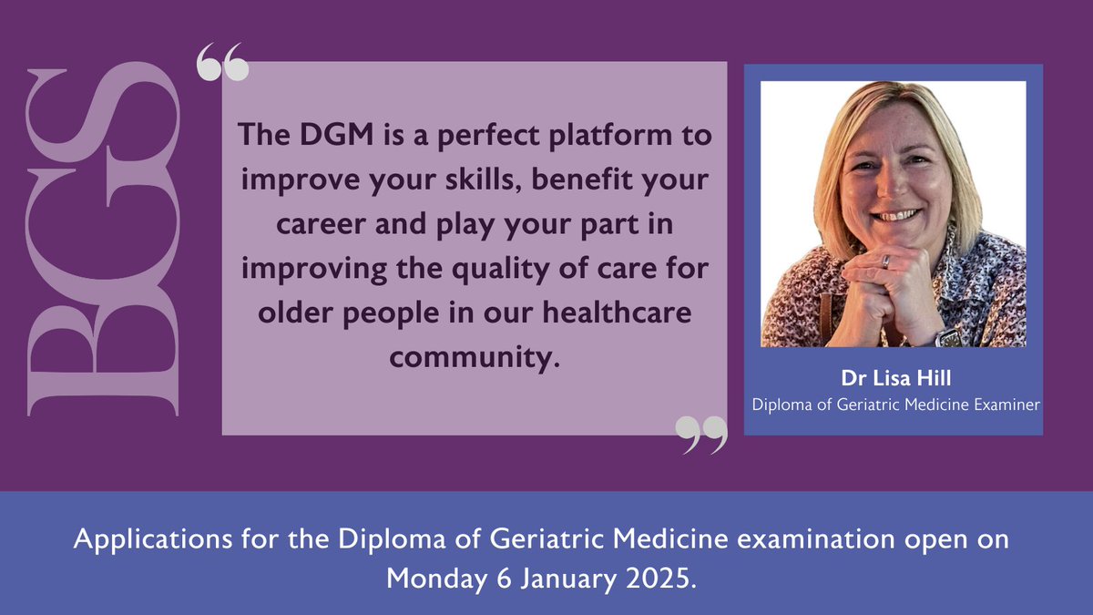📢 Applications for the Diploma of Geriatric Medicine open 6 Jan 2025 📢 Dr. Lisa Hill (<a href="/FoodieDoctor73/">Lisa Hill</a>) shares why she’s passionate about older people’s healthcare and the DGM.  Read her story and find out more: bgs.org.uk/blog/diploma-o…