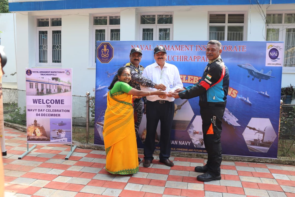 PRO_HEPF's tweet photo. On occasion of Navy Day Celebrations-2024, Headquarters Tamil Nadu and Puducherry Naval Area (HQTNP) Bike rally was flagged off from HEPF Trichy by Shri Gyaneshwar Tyagi, CGM, HEPF for further course of rally. https://t.co/fISCGGvONU