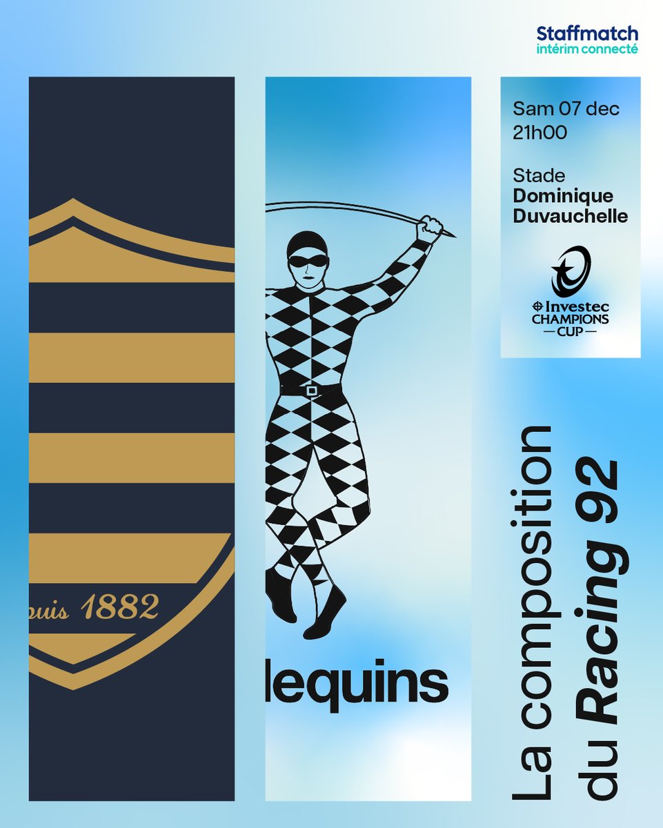 racing92's tweet photo. 𝐿𝑒𝑡 𝑡ℎ𝑒 𝑔𝑎𝑚𝑒 𝑏𝑒𝑔𝑖𝑛 ...

Découvrez les 23 Racingmen pour le match face au @Harlequins avec  @Staffmatch

le mot de Stuart 🗞️ https://t.co/xAyS3lUXnO
🌍 première en CC pour 𝗡𝗼𝗮 𝗲𝘁 𝗟𝗶𝗻𝗼

#RacingFamily #R92vHAR https://t.co/eP7f9IjLrk