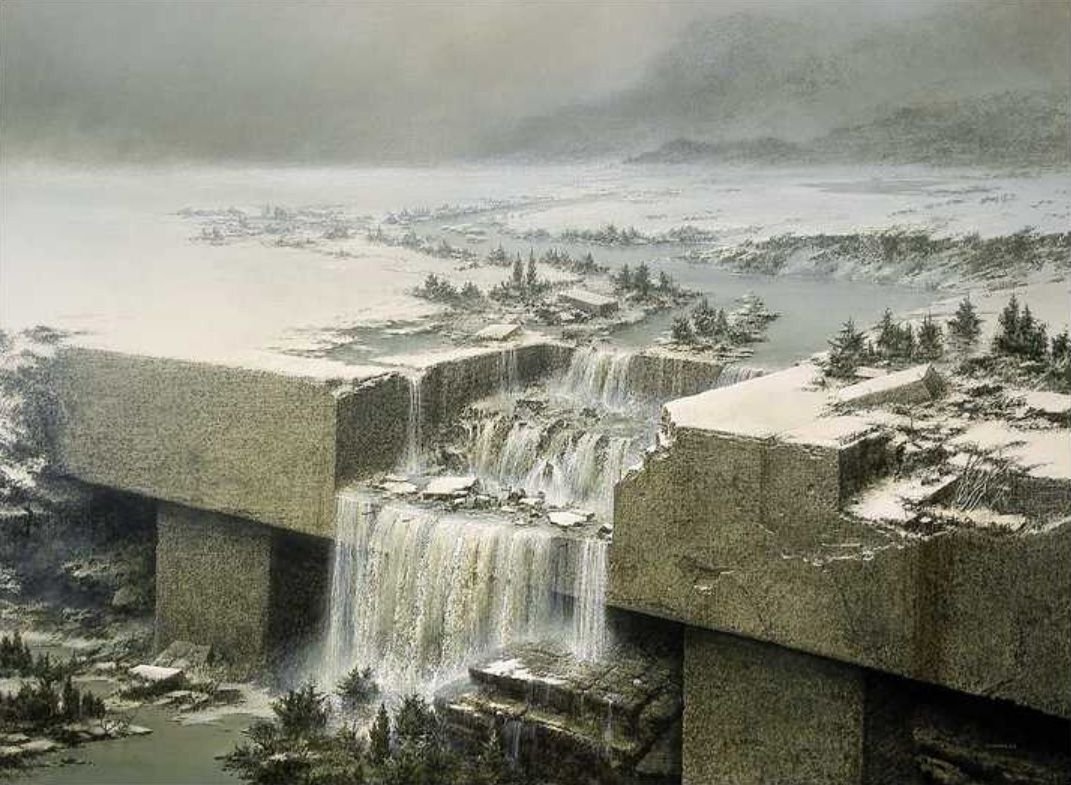 FedeItaliano76's tweet photo. À propos of Brutalism... Landscapes by French painter Jean-Pierre Ugarte (born 1950) https://t.co/3tPeQGJzU7