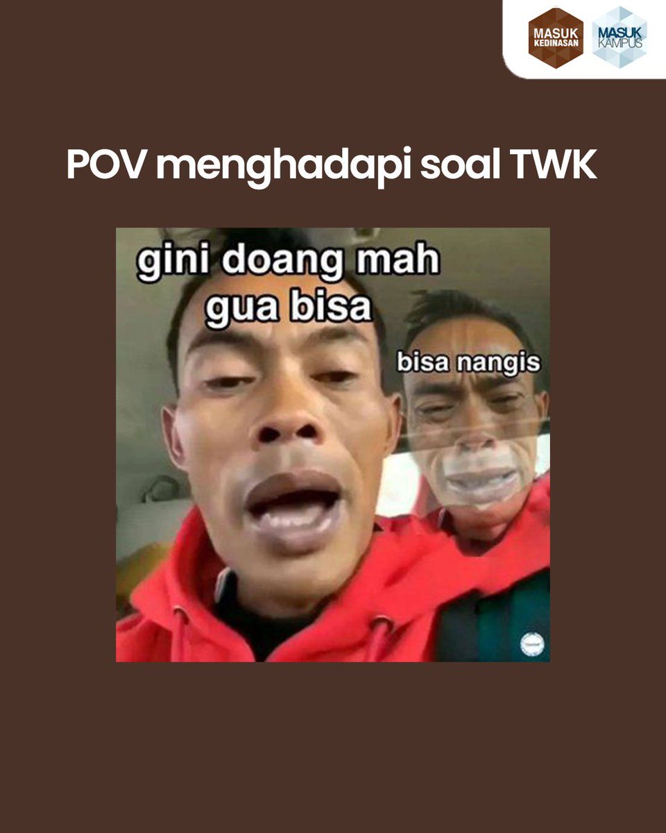 masukkampus's tweet photo. Ekspresi kamu pas ngerjain TWK
#sekdin #skd #tryoutskd #sekolahkedinasan #TWK https://t.co/d1Rmt3P2e2