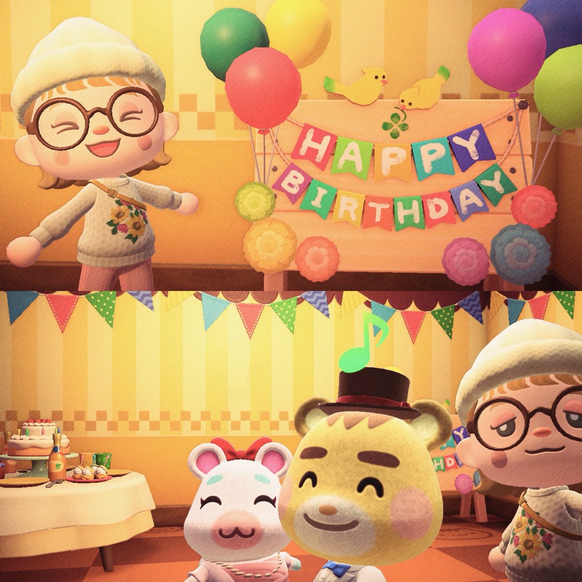 全く嬉しくない年齢なんだけど
🌳開くとマーティーが家のまえに！
部屋の中にはゆちみとたま～🥹🤍
いや、抜群のチョイスすぎて←
普通に嬉しかったな🍰 ܸ

そろそろほんとに島クリがんばります😂
最近SS関係ないものばかりでごめんね🍃
こんな垢ですが今後もよければ
仲良くしてやってください😭♡