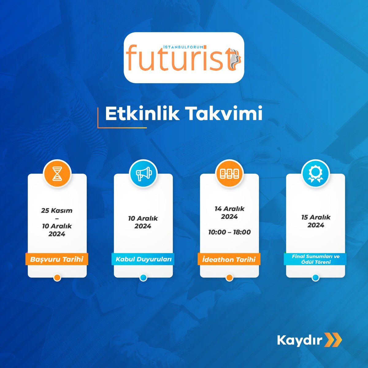 FUTURIST İDEATHONU BAŞLIYOR!

İstanbul Forum gençliğin enerjisini ortak bir gelecek için bir araya getiriyor. 

Siz de takımınızı kurarak İstanbul Forum Futurist İdeathonu’nda yer alabilir, çözümün parçası olabilirsiniz.

Son Tarih 10 Aralık 2024 
Ayrıntılar