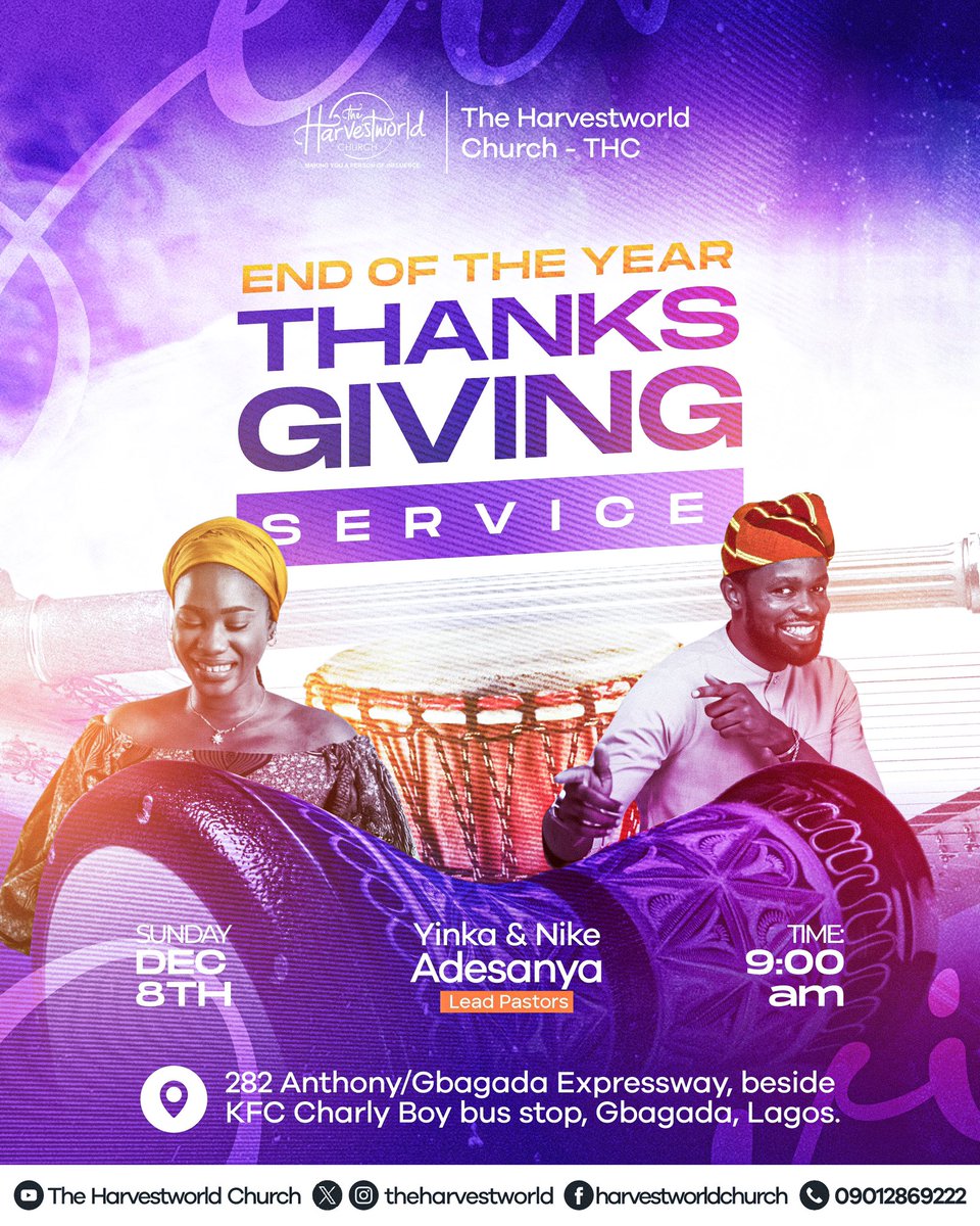 theharvestworld's tweet photo. Your special invitation to THC End of the year Thanksgiving Service
Time : 9am
Date: Sunday December 8th , 2024
Dress Code : Gorgeous Party Dress
Invite others to attend also
#ThanksgivingParty #Gratitude #Celebration #Goodness https://t.co/BVsYTwBOI9