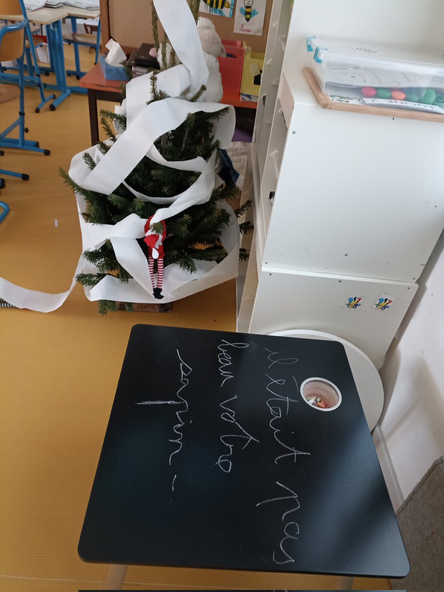La lutine et le lutin ont écrit un mot que notre sapin n'est pas beau. La lutine déroulait le papier, le lutin et le mouton ont enroulé le sapin de papier toilette pour le décorer. Peut-être qu'ils ont voulu mettre de la neige sur le sapin. La classe #lutinsfarceurs