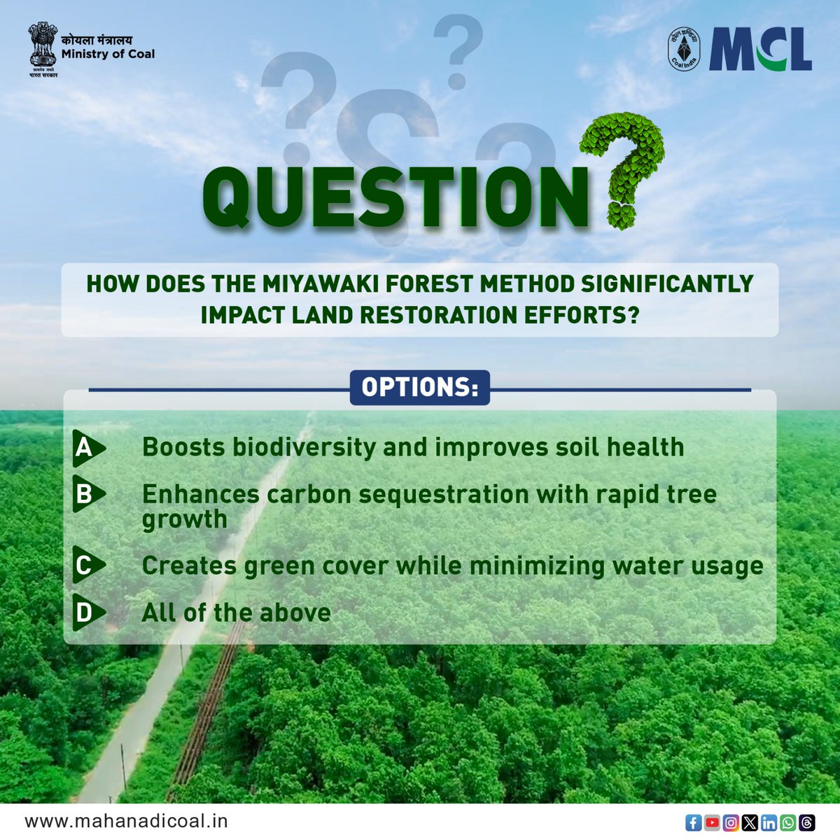 mahanadicoal's tweet photo. #KnowYourCoal

#BeyondCoal #QuizTime #knowledgesharing #Sustainability #Environment #SustainableCoalMining #MahanadiCoalfieldsLimited

@CoalIndiaHQ @CoalMinistry https://t.co/C9NA9RRvac