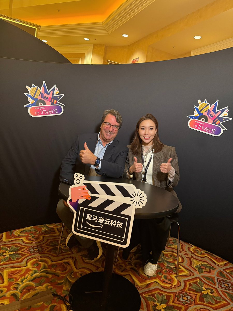 YUE GUO (@fifi_guo) on Twitter photo Great to run into <a href="/furrier/">John Furrier</a> again! Last year, we were recording next door to SiliconANGLE the Cube, and this year, we’re neighbors once more—what a coincidence!
Hope I get the chance to teach you a few Chinese phrases next time. 😄#AWSreInvent Great to run into <a href="/furrier/">John Furrier</a> again! Last year, we were recording next door to SiliconANGLE the Cube, and this year, we’re neighbors once more—what a coincidence!
Hope I get the chance to teach you a few Chinese phrases next time. 😄#AWSreInvent