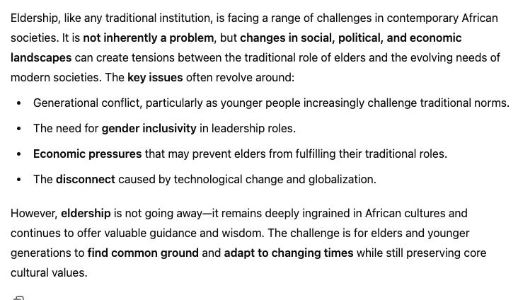 This may get me into trouble, but fuck it!

Blaming the lack of leadership for Nigeria's woes is an oversimplification of a complex situation. Nigeria's biggest problem is not just poor leadership but poor "Eldership." We have many older people who have lost their way with power.