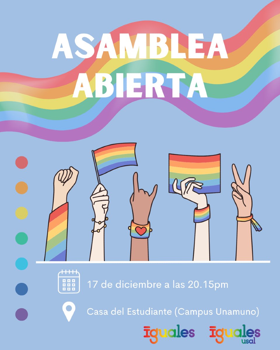 🗣️ ¡Ya tenemos fecha para la siguiente asamblea abierta!

Nos vemos el 17 de diciembre, martes, a las 20.15pm como siempre en la Casa del Estudiante (Campus Unamuno).

Si tenéis cualquier duda podéis escribirnos sin problema 🫶