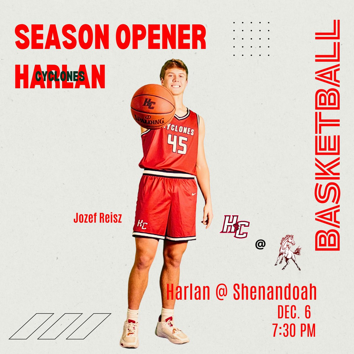 🏀Boys Basketball Season Opener🏀
📍 Shenandoah High School
🕠️JV 4:30, V 7:30

🌪️GO CYCLONES!🌪️